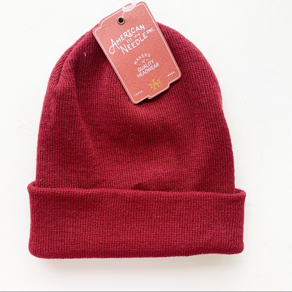American Needle Cuffed Acrylic Beanie Hat Red NEW - Picture 1 of 3